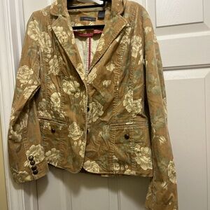 Liz Claiborne Brown and Green Blazer Classic Suit Jacket